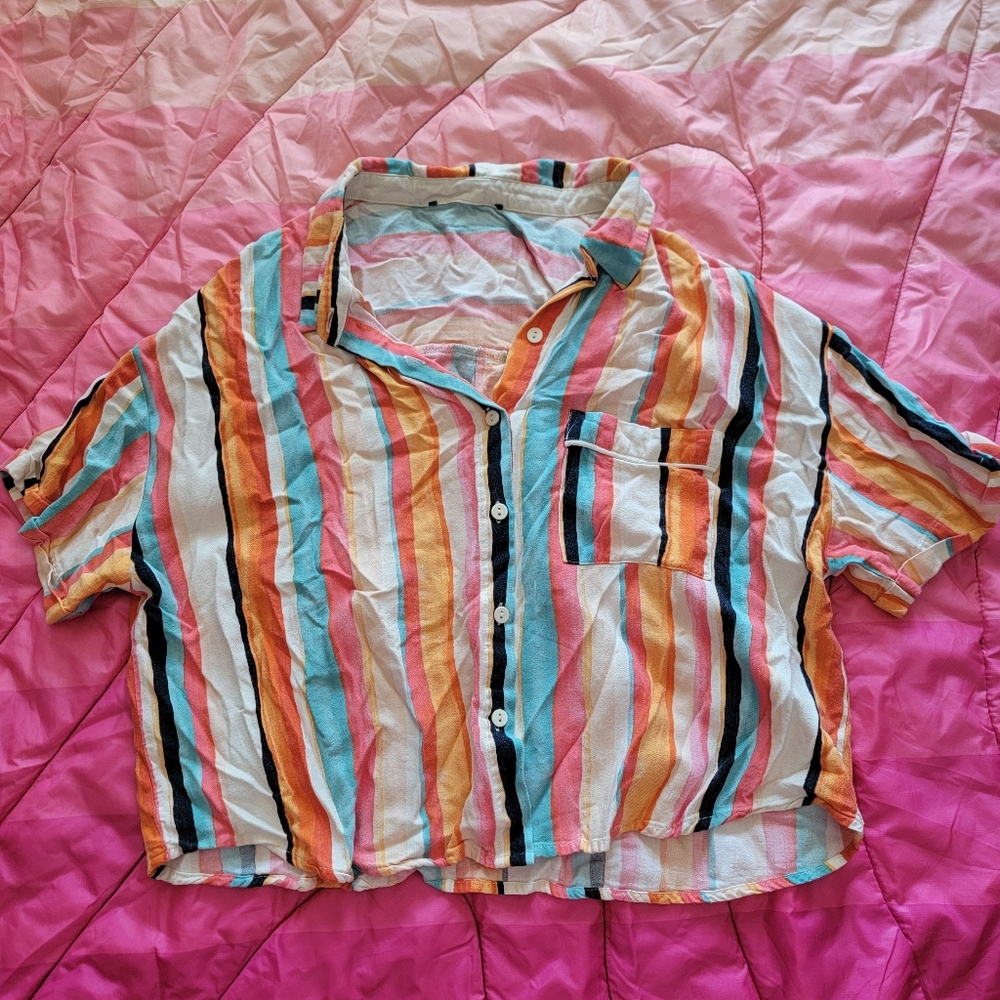 Colorful Striped Button-Up Shirt
